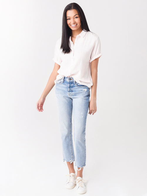 Dylan Women's Gauze short Sleeve Button-Up Top