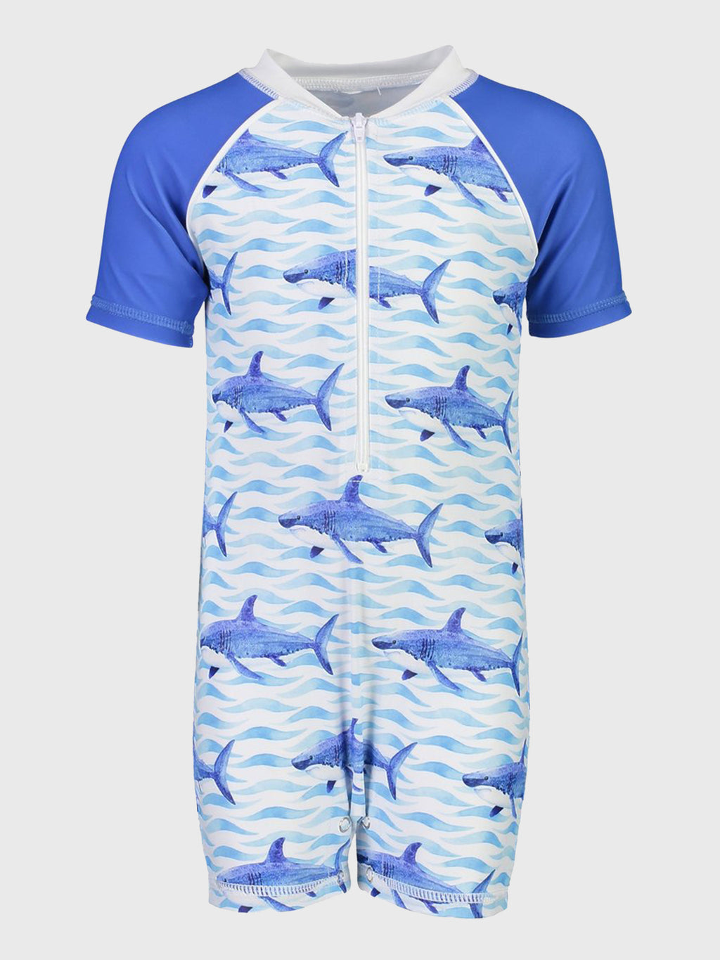Snapper Rock Little Boys’ School of Sharks Sunsuit - Saint Bernard