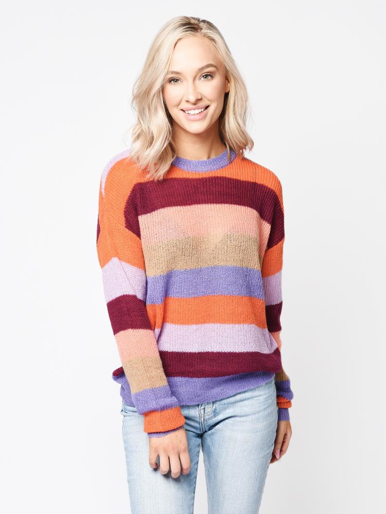 JOA Multi Color Stripe Knit Sweater
