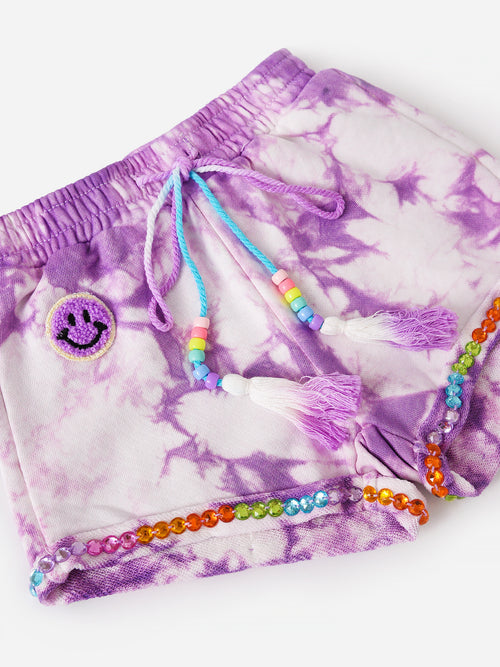 Lola and the Boys Girls' Beaded Tie Dye Short
