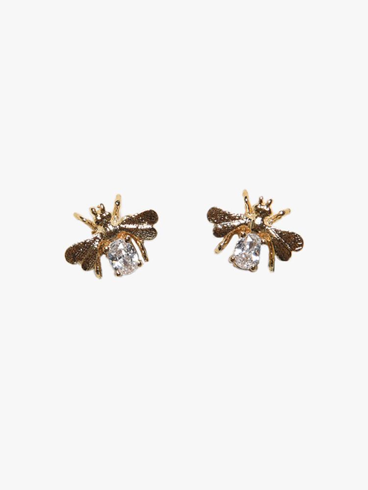 Tai Bee with Clear Crystal Earrings - Saint Bernard