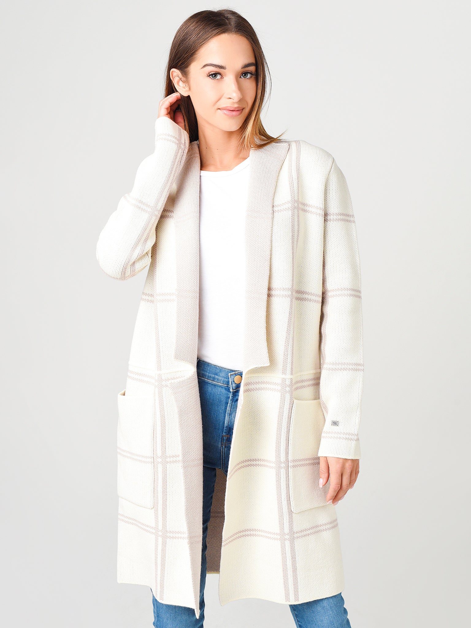 Soia & Kyo Women's Benela Jacquard Knit Coatigan With Patch Pockets - Saint Bernard