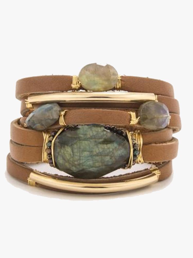 Taylor and Tessier Taupe Leather Labradorite with Snap Back - Saint Bernard