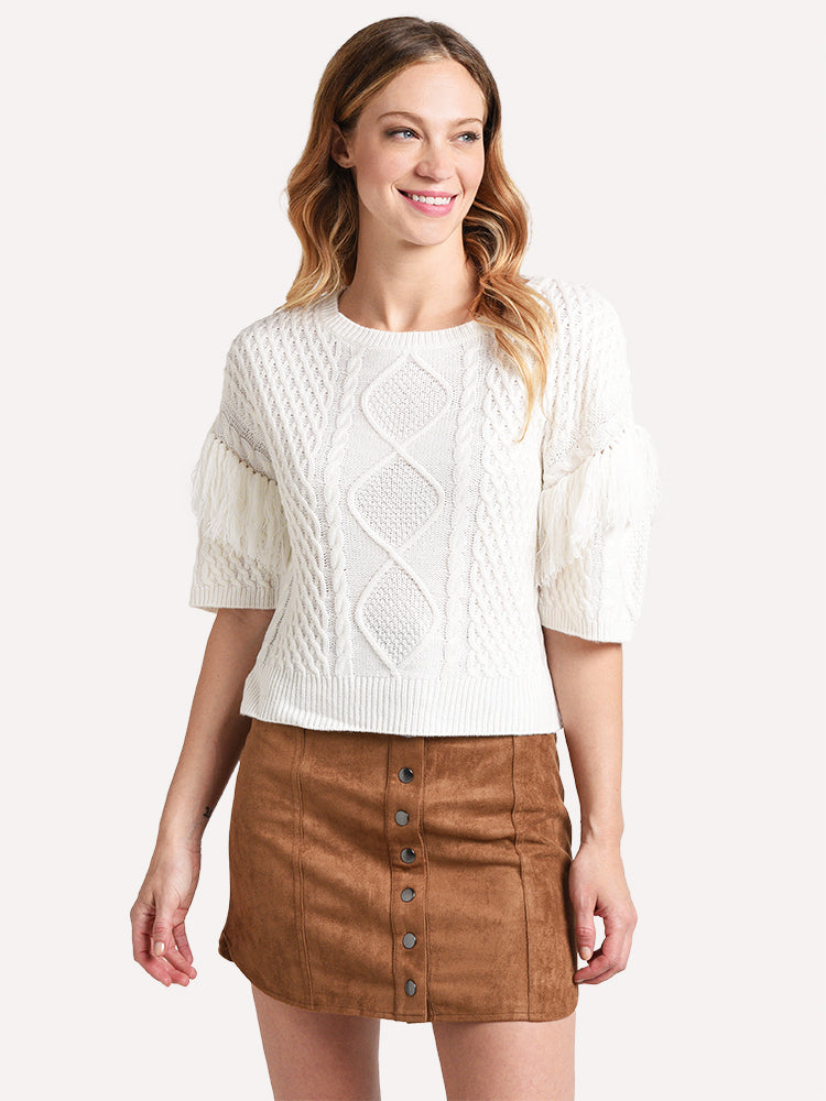 BB Dakota Fringe Out Sweater - Saint Bernard