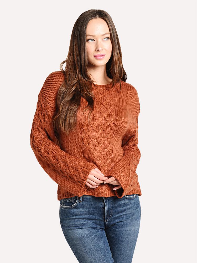 BB Dakota Women's Retro Active Cable Knit Sweater - Saint Bernard