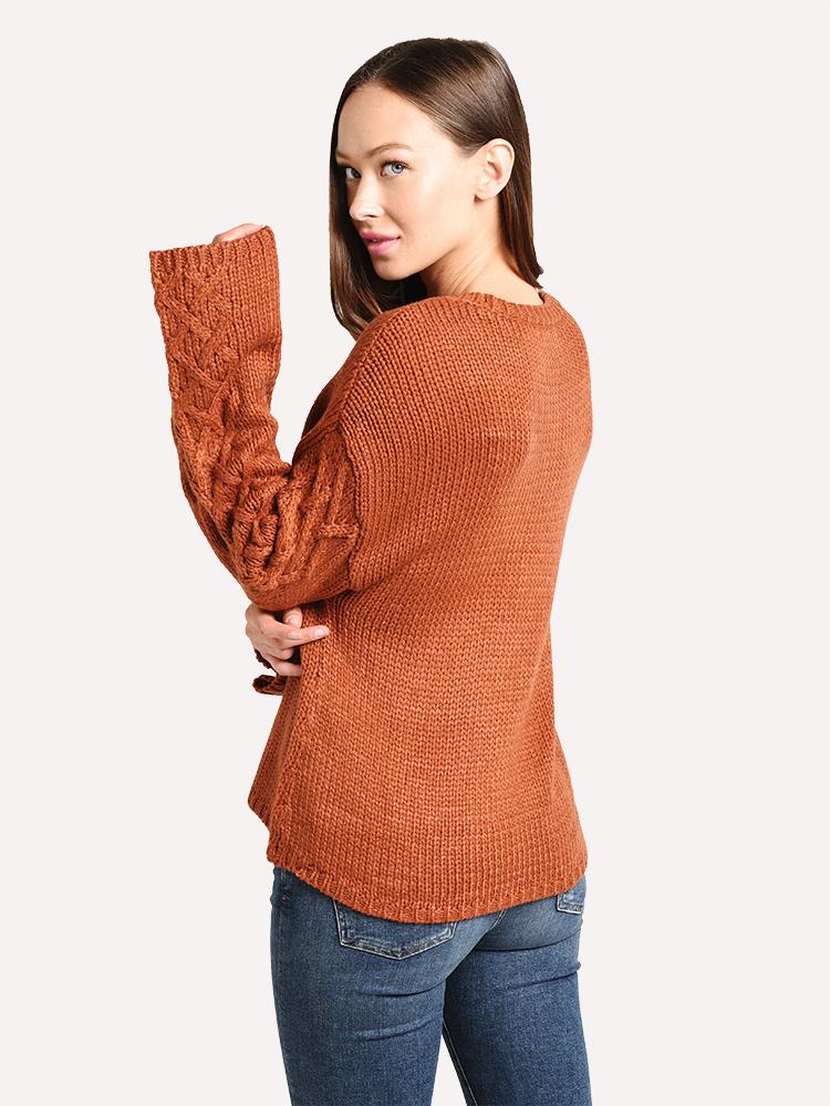 BB Dakota Women's Retro Active Cable Knit Sweater Saint