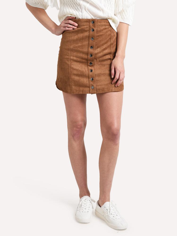 BB Dakota Alright Alright Faux Suede Skirt - Saint Bernard