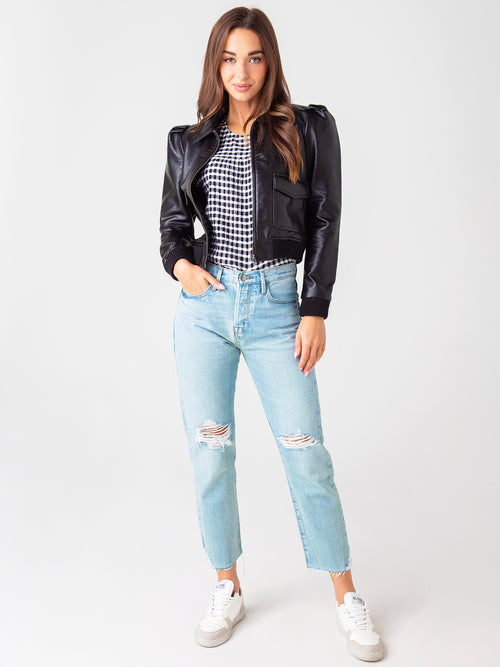 BB Dakota Women's Boss Mode Faux Leather Bomber Jacket
