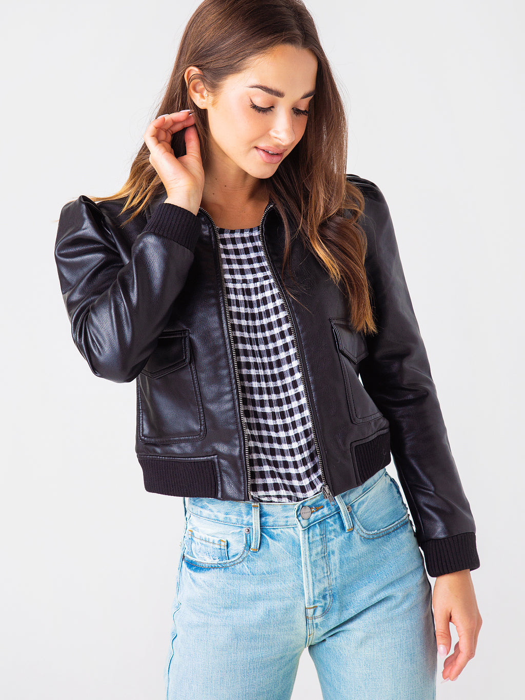 BB Dakota Women's Boss Mode Faux Leather Bomber Jacket - Saint Bernard