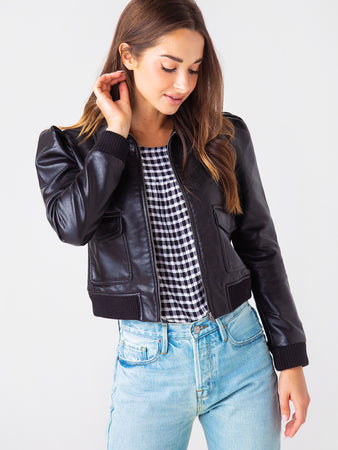 BB Dakota Women's Boss Mode Faux Leather Bomber Jacket – Saint Bernard