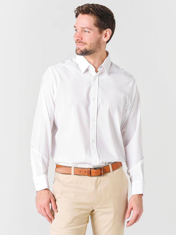 Mizzen + Main Men's Stockon Blue Label Solid White Shirt - Saint Bernard