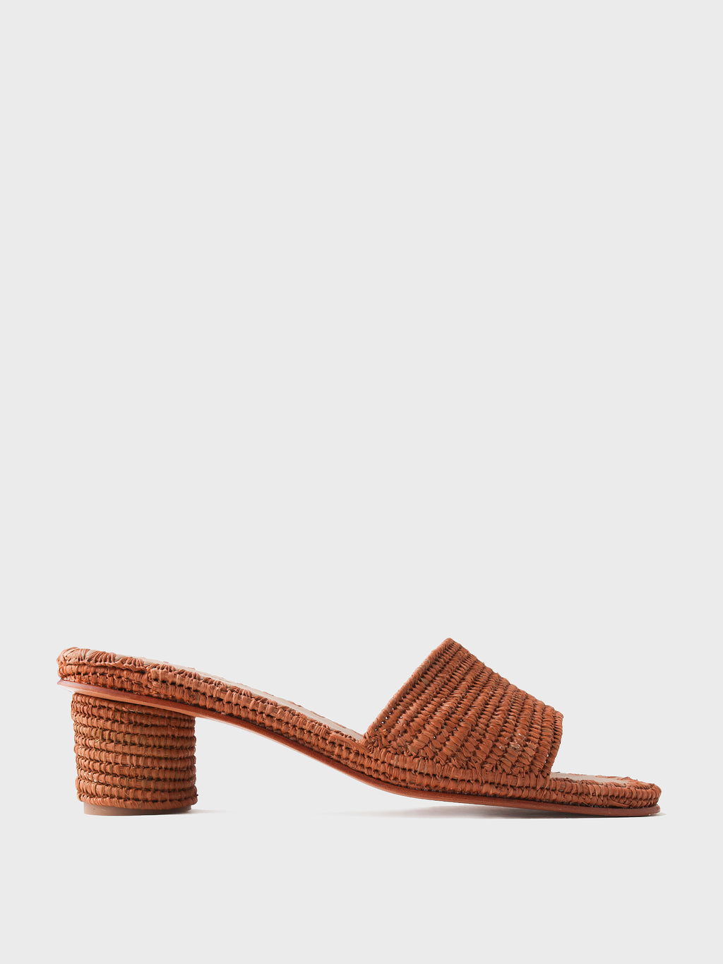 Carrie Forbes Cognac Raffia Slide Heeled Sandal - Saint Bernard