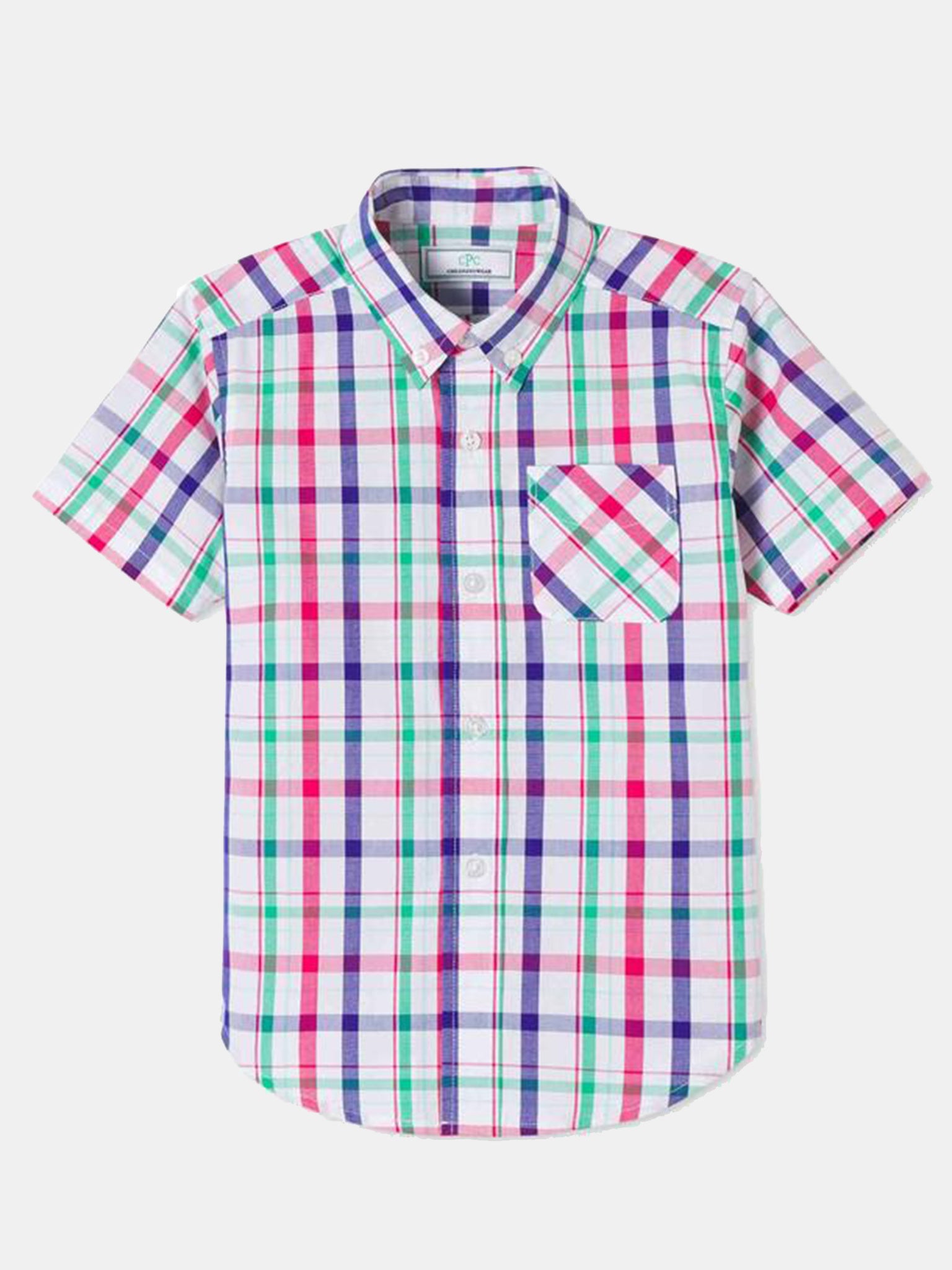 Classic Prep Boys' Owen Sherbert Plaid Short Sleeve Button Down Shirt - Saint Bernard