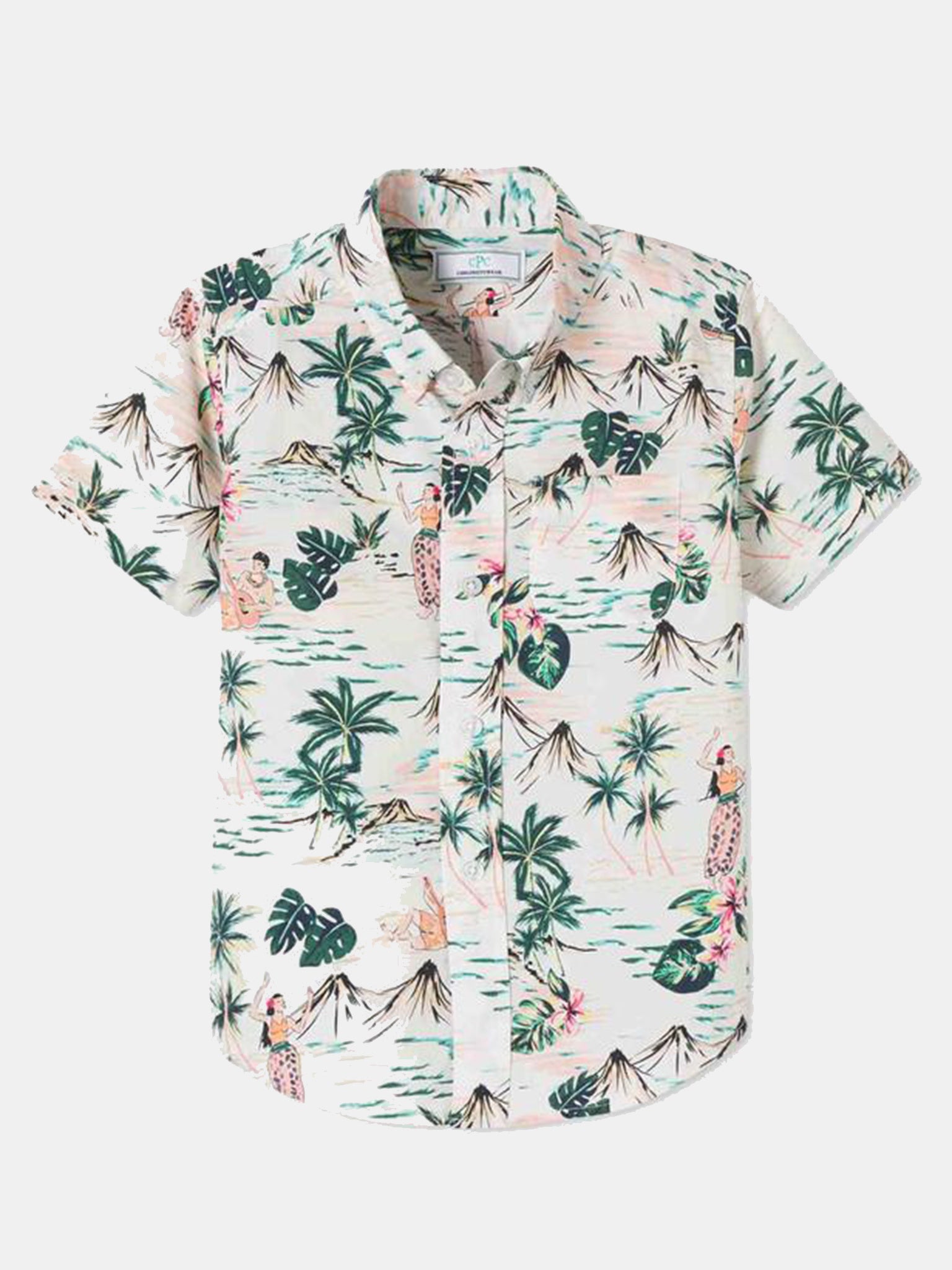 Classic Prep Boys' Owen Hula Short Sleeve Button Down Shirt - Saint Bernard