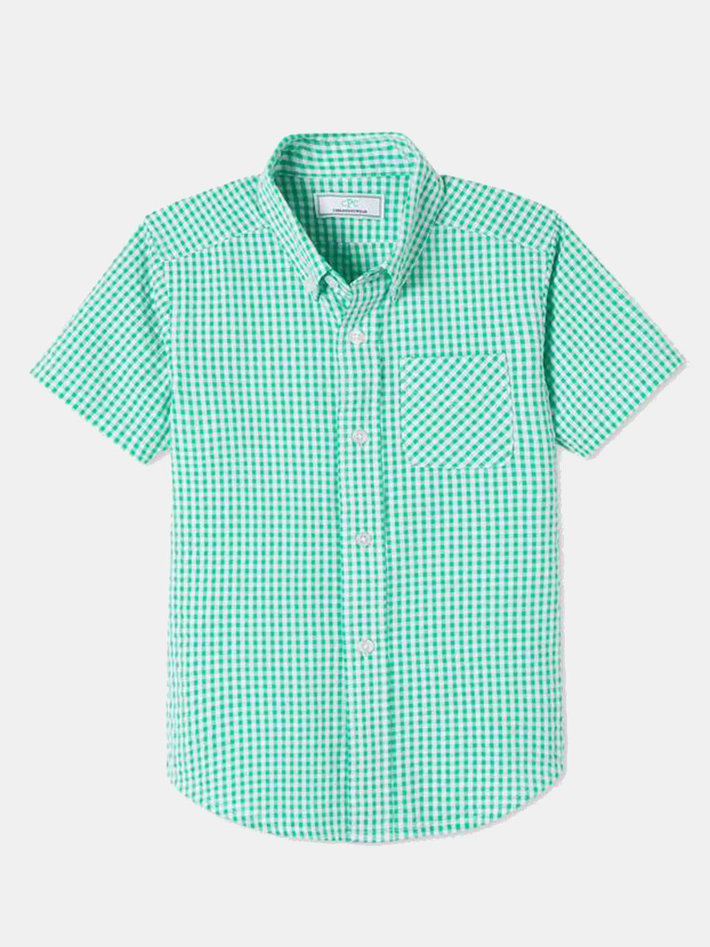 Classic Prep Boys' Owen Seersucker Short Sleeve Button Down Shirt - Saint Bernard