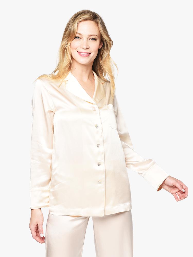 Sleeper Women’s Love Me Tender Silk Pajama Set - Saint Bernard