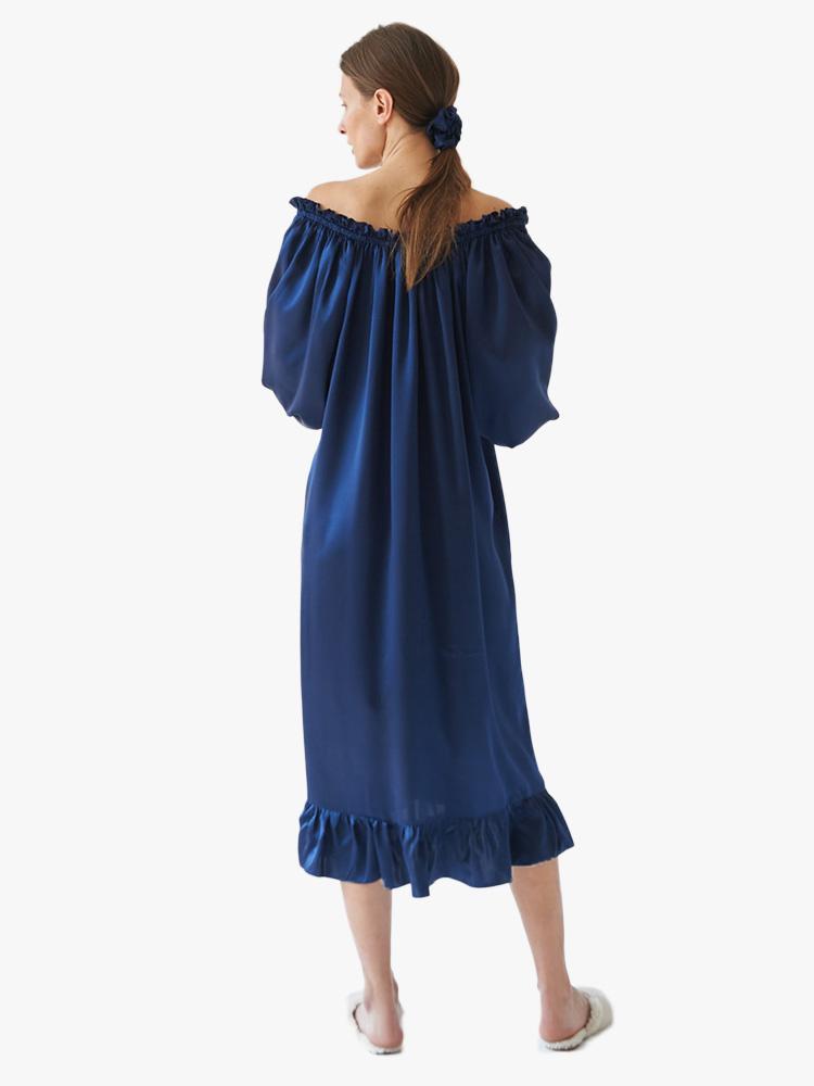 Sleeper Womens Curacao Blue Silk Loungewear Dress Sleeper Womens Curacao Blue Silk Loungewear Dress