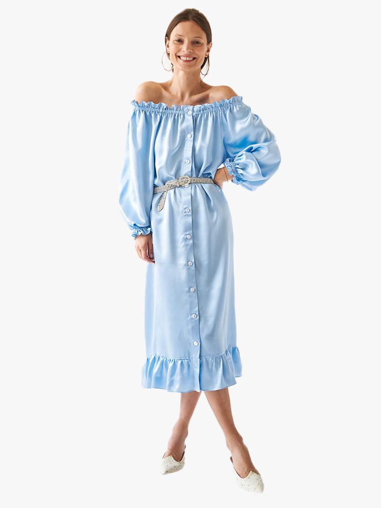 Sleeper Women’s Maria Blue Silk Loungewear Dress - Saint Bernard