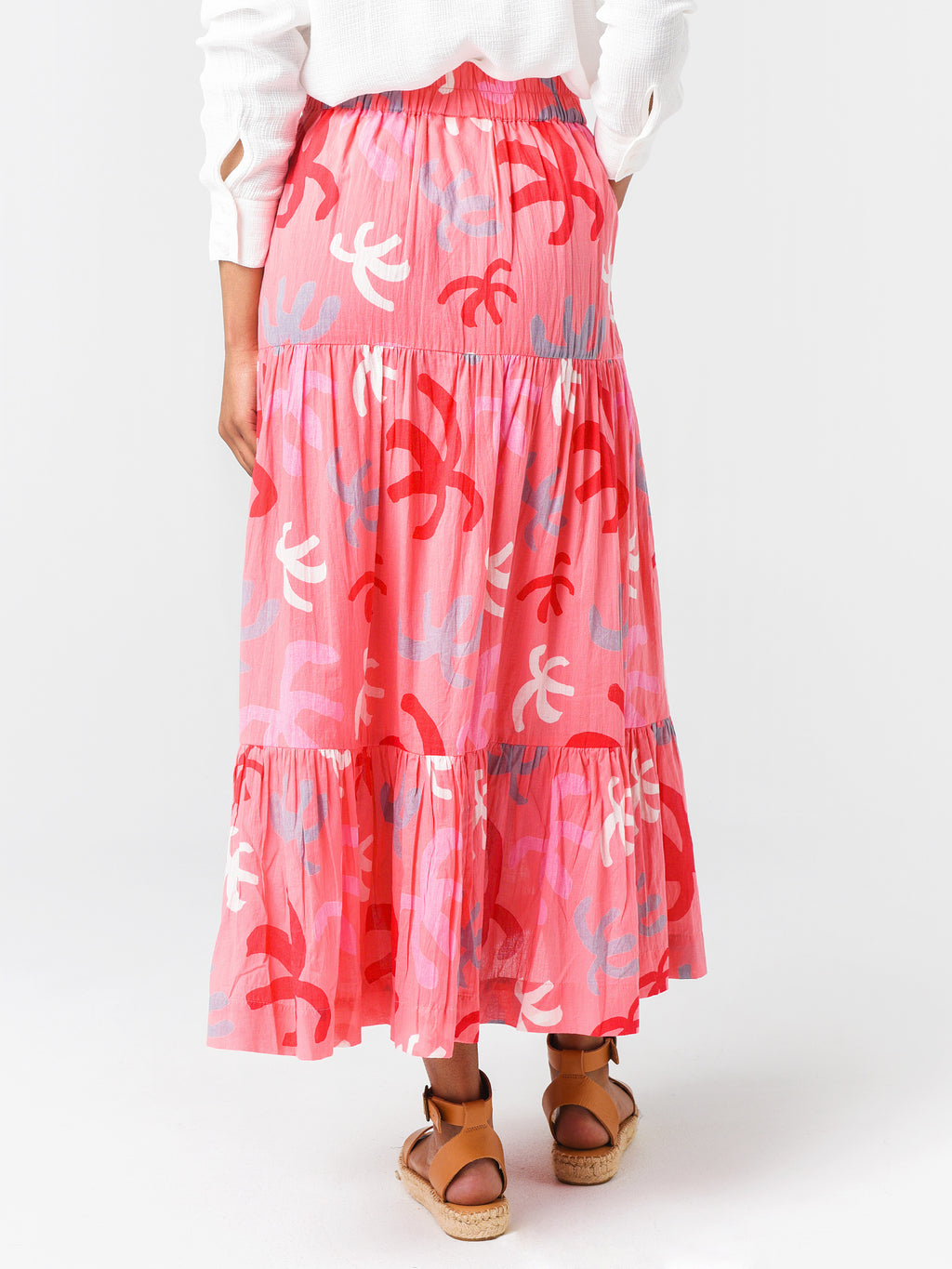 BUTTON FRONT SKIRTxCOZUMELPINKRED-alt2