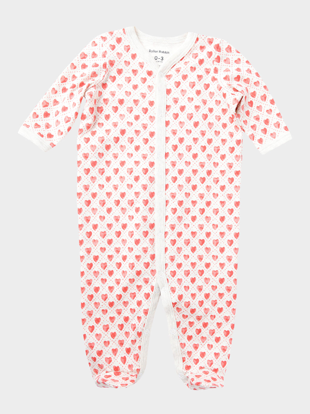 Roller Rabbit Infant Quilted Hearts Footie Pajama - Saint Bernard