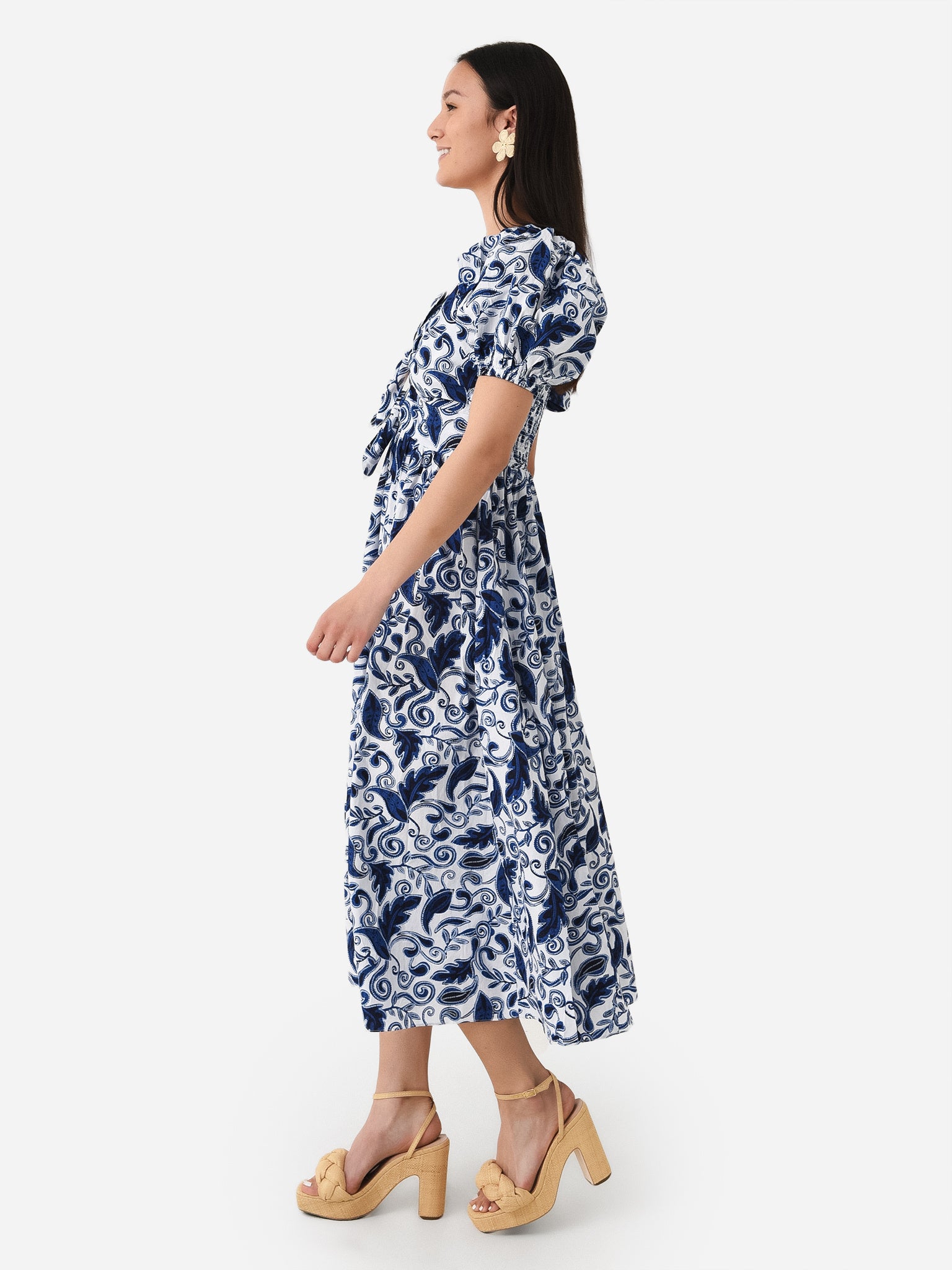 Elavita - Reza – Sleeveless Midi Dress with Tie Straps