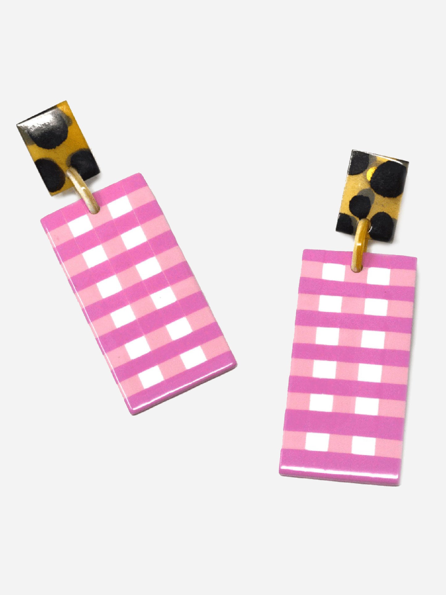 Sunshine Tienda Pink Checkered Earring - Saint Bernard