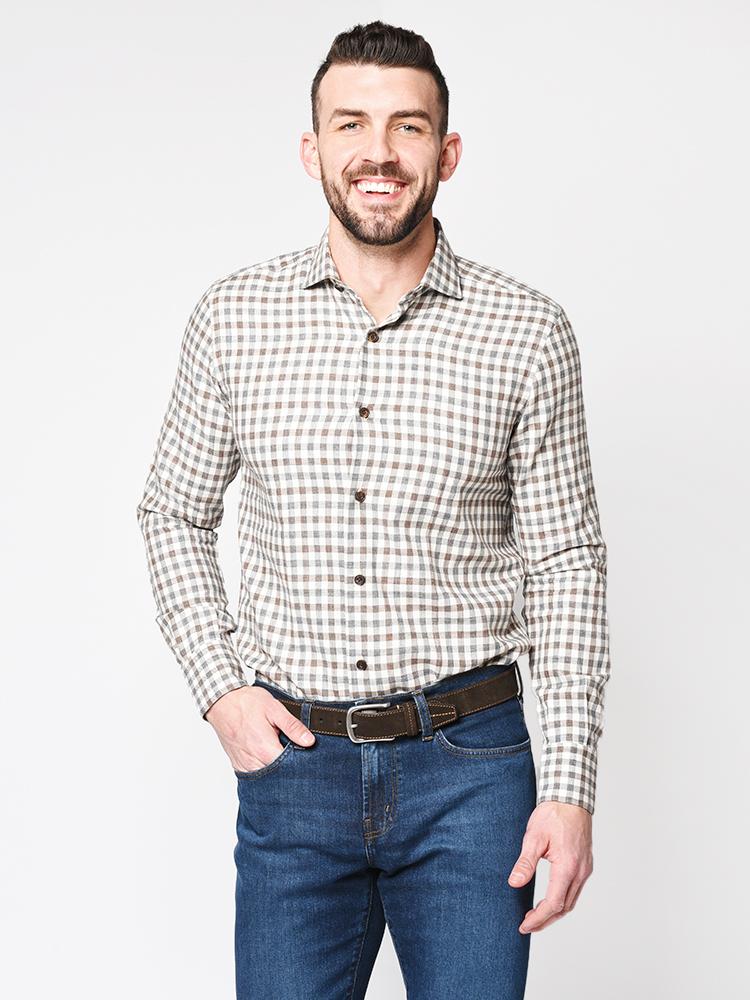Eleventy Men’s Check Sport Shirt - Saint Bernard