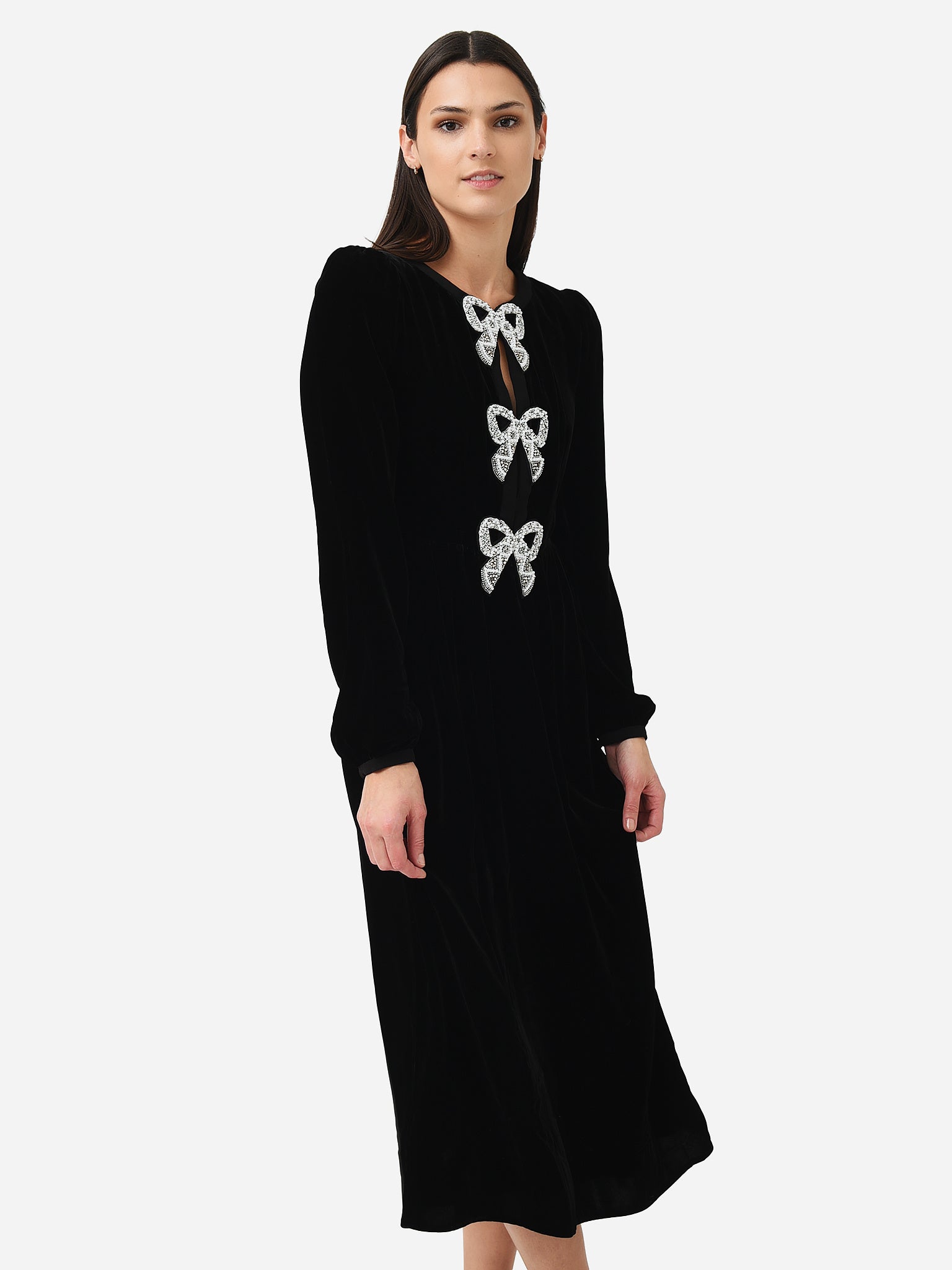 saloni black camille bows dress jb-20201206-black-saloni-bow-dress-1009770