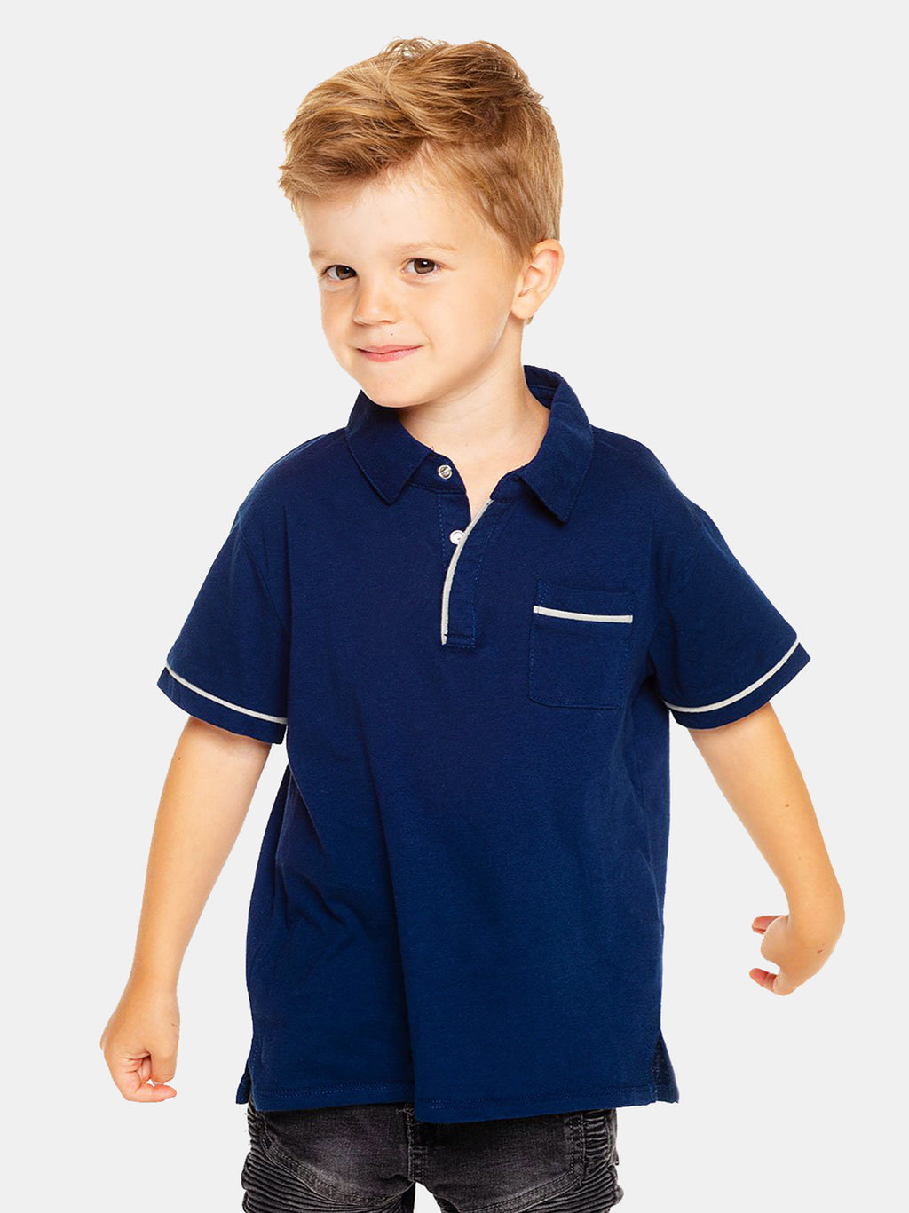 Chaser Boys' Cotton Jersey Short Sleeve Pocket Polo with Piping - Saint Bernard