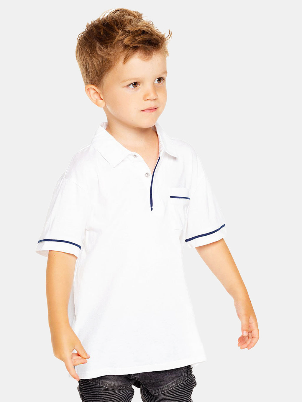 Chaser Boys' Cotton Jersey Short Sleeve Pocket Polo with Piping - Saint Bernard