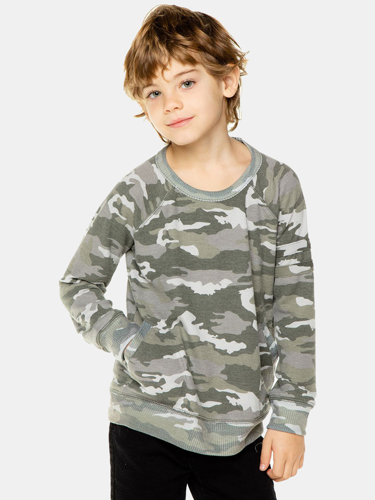 Chaser Boys' Love Knit with Pocket and Strappings Pullover Shirt - Saint Bernard