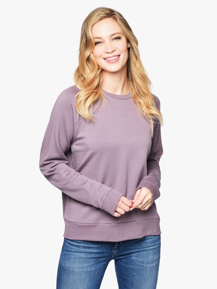 Beyond Yoga Women’s Cozy Fleece Favorite Raglan Crew Sweatshirt - Saint Bernard