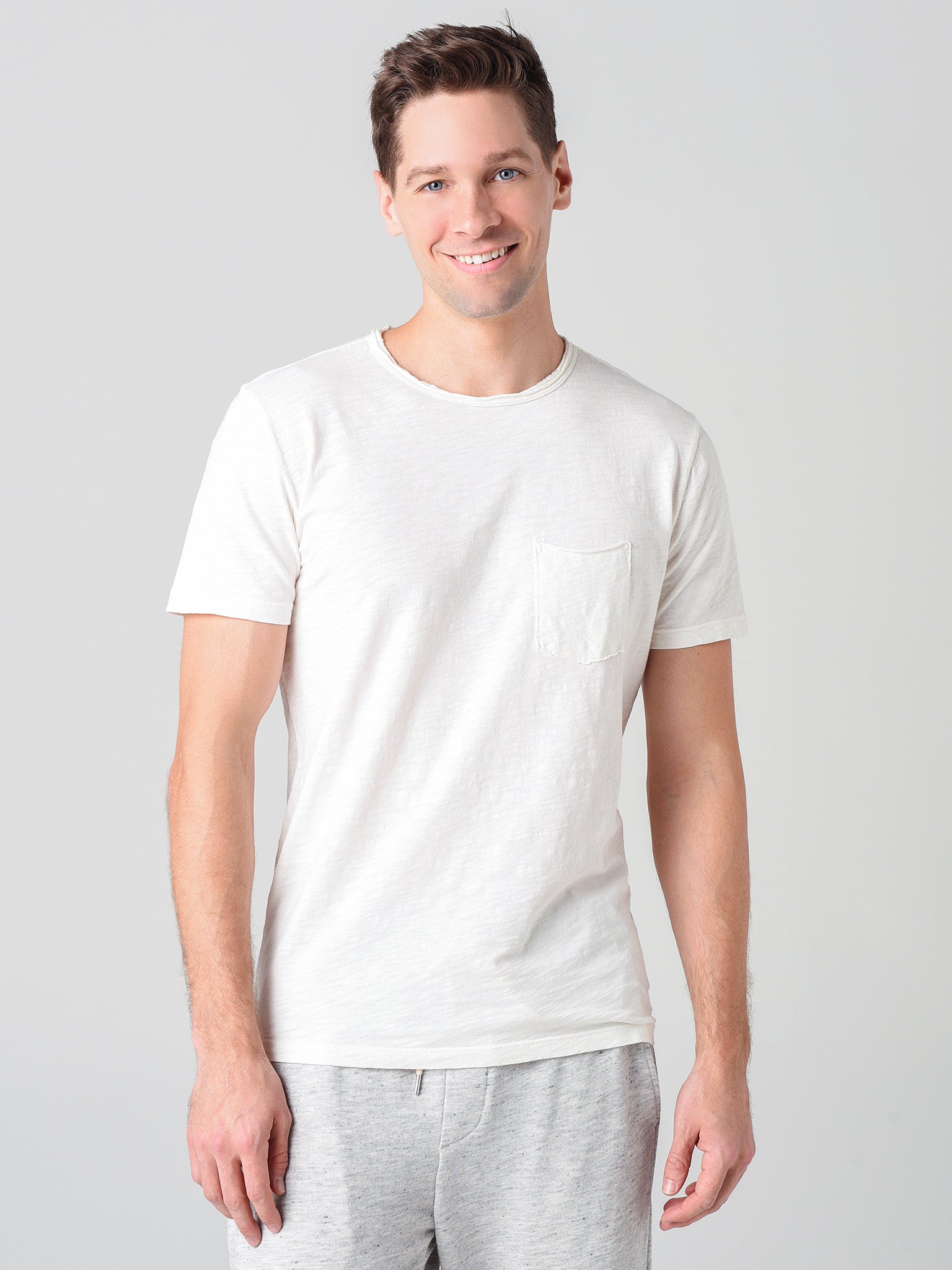 Velvet Men's Chad Raw Edge Cotton Slub Pocket Tee - Saint Bernard