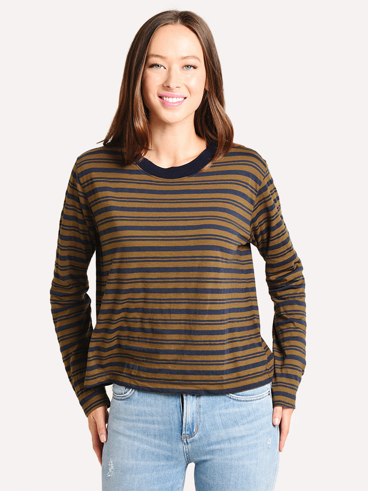 Velvet Women's Chloe Stripe Jersey Long Sleeve Tee - Saint Bernard