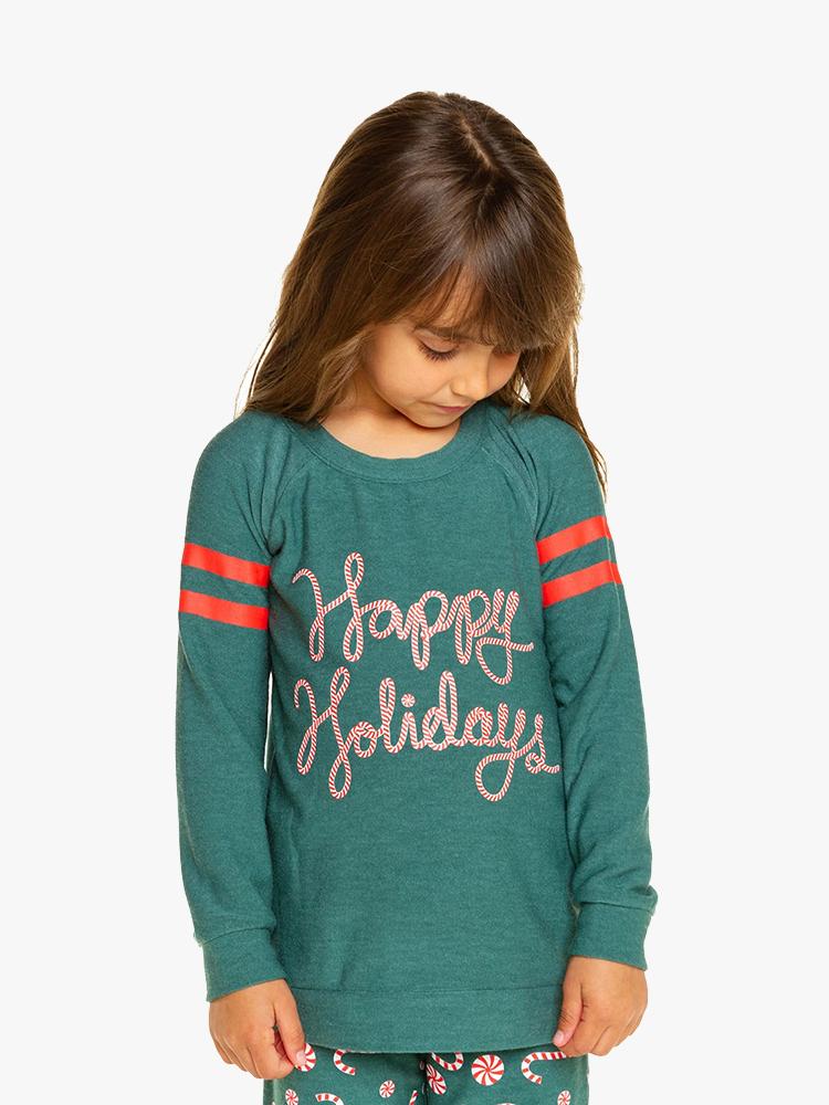 Chaser Girls' Cozy Knit Raglan Pullover Camp - Saint Bernard