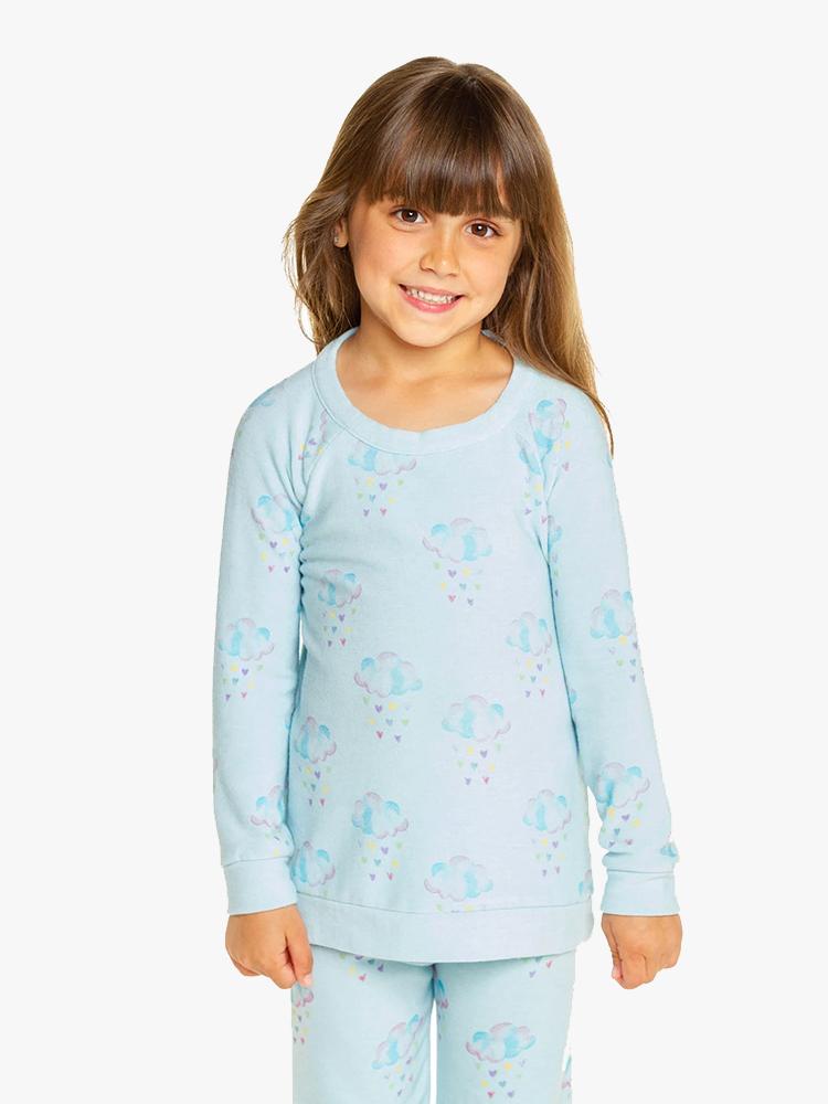 Chaser Girls' Cozy Knit Raglan Pullover Waterfall - Saint Bernard