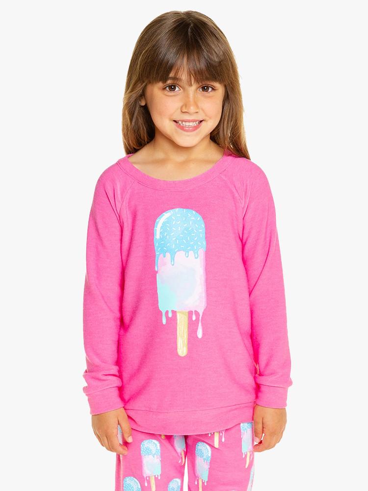 Chaser Girls' Cozy Knit Raglan Pullover Princess Pink - Saint Bernard