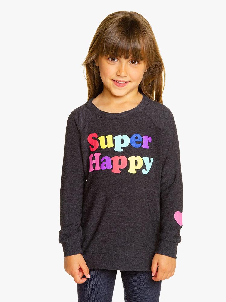 Chaser Girls' Cozy Knit Raglan Pullover Black - Saint Bernard