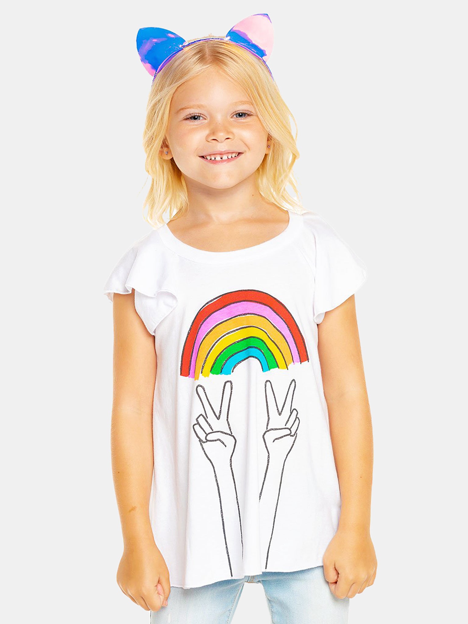 Chaser Girls' Rainbow Peace Tee - Saint Bernard