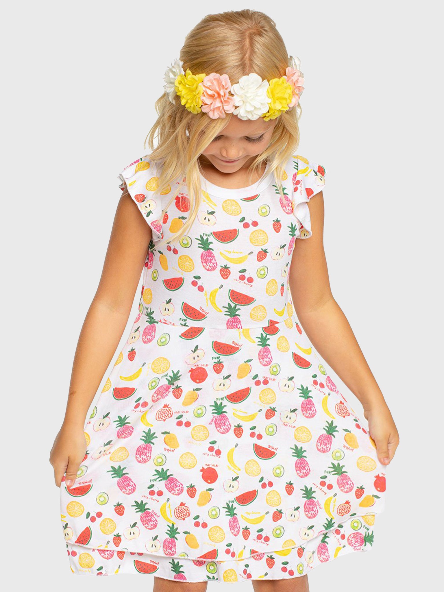 Chaser Girls' Fruity Flutter Dress - Saint Bernard