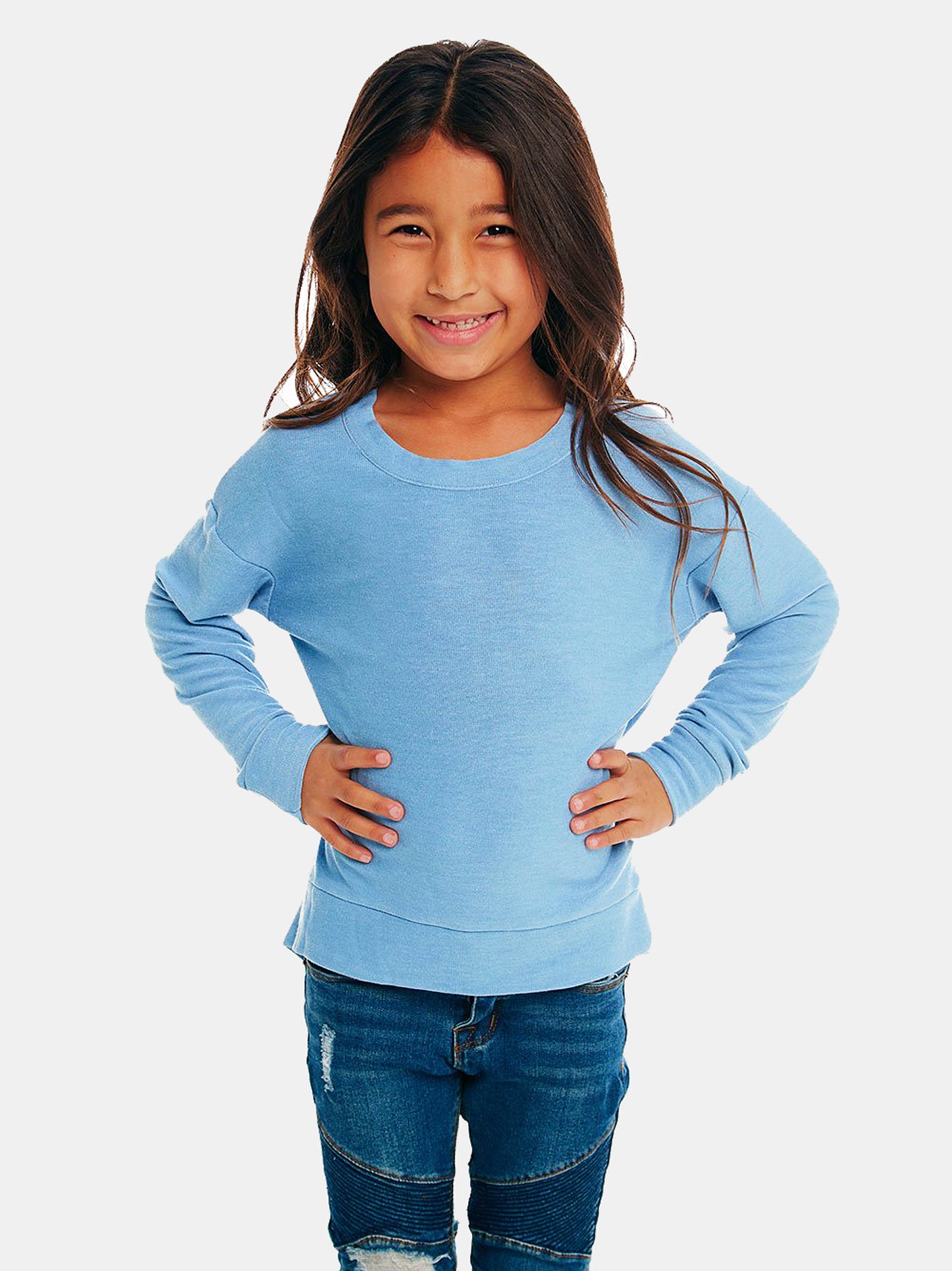 Chaser Girls' Cozy Knit Boxy Long Sleeve Hi Lo Pullover - Saint Bernard