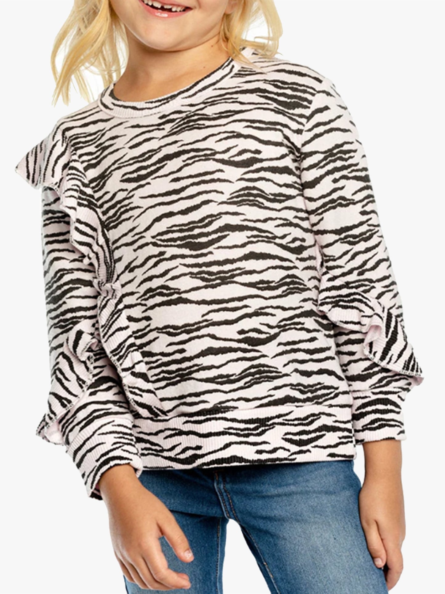 Chaser Girls' Asymmetrical Ruffle Pullover Shirt