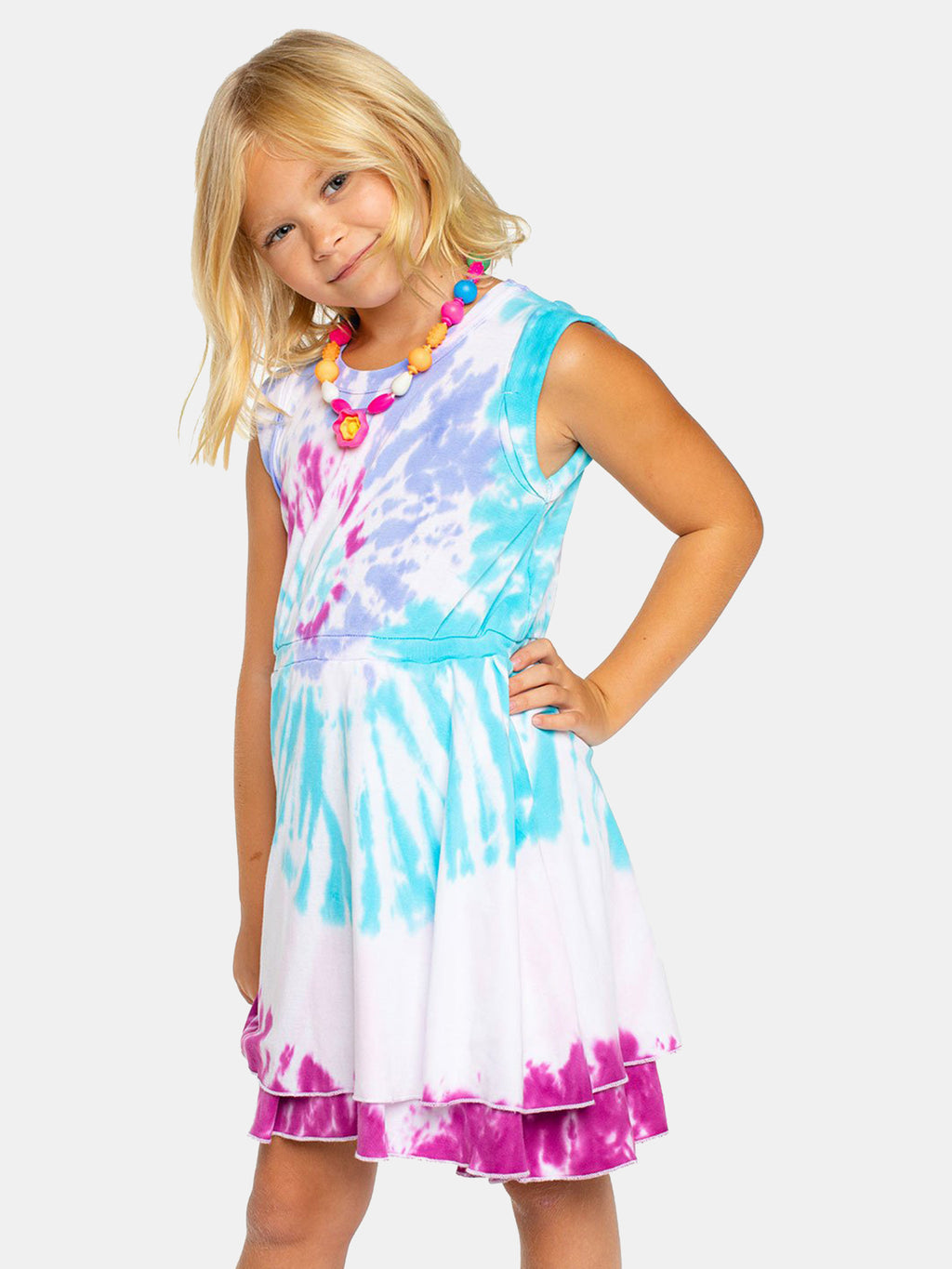 Chaser Girls' Baby Rib Rolled Armhole Tank Dress - Saint Bernard