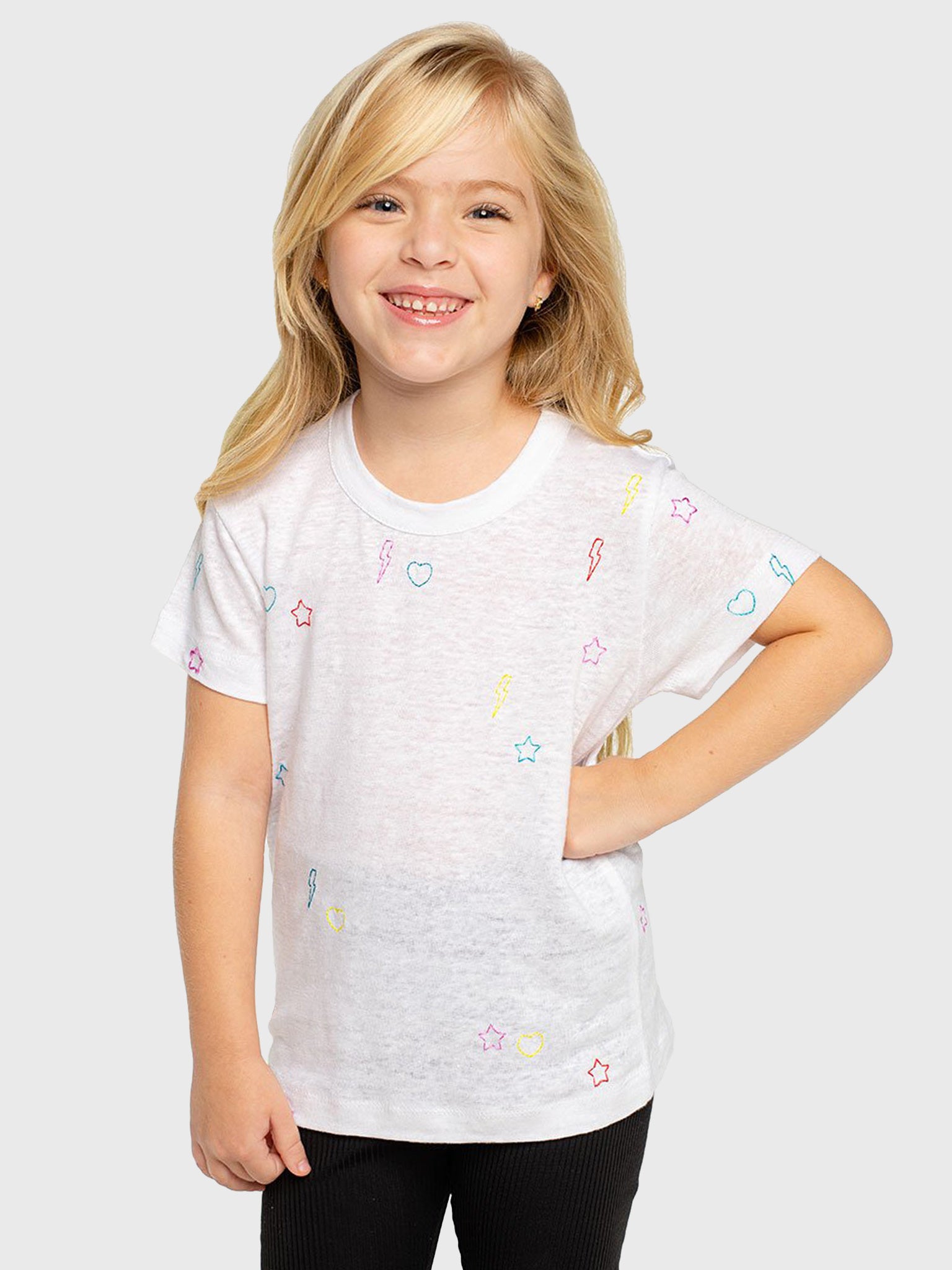 Chaser Girls' Linen Jersey Short Sleeve Tee - Saint Bernard