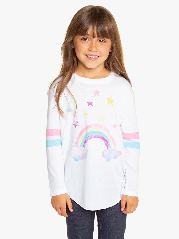 Chaser Girls' Vintage Jersey Long Sleeve Shirttail Tee White - Saint Bernard