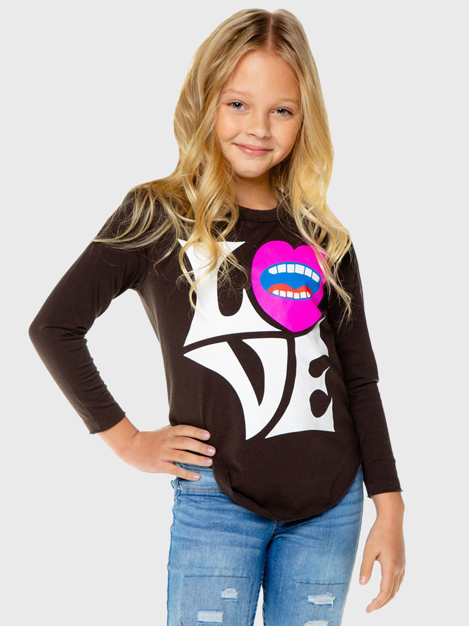 Chaser Girls' Vintage Jersey Long Sleeve Shirttail Tee - Saint Bernard