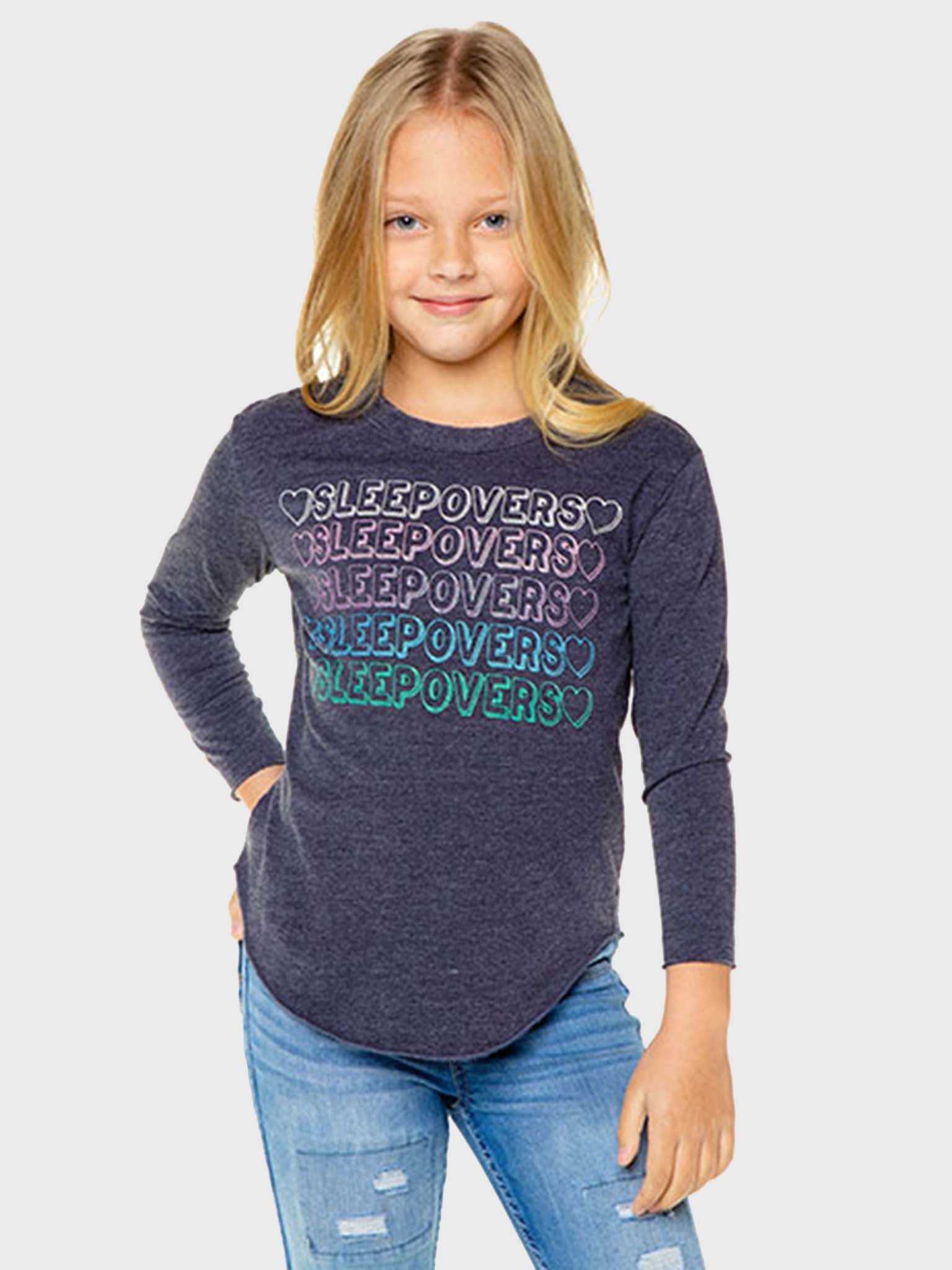 Chaser Girls' Sleepover Jersey Long Sleeve Shirttail Tee - Saint Bernard