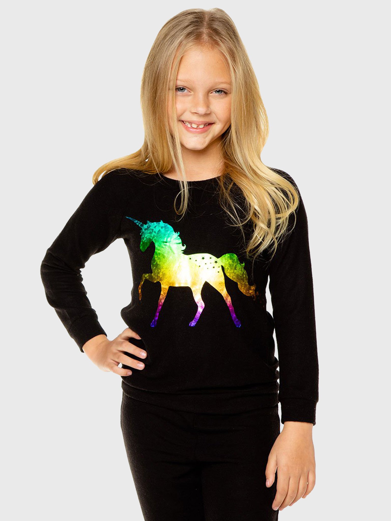 Chaser Girls' Unicorn Star Raglan Pullover - Saint Bernard