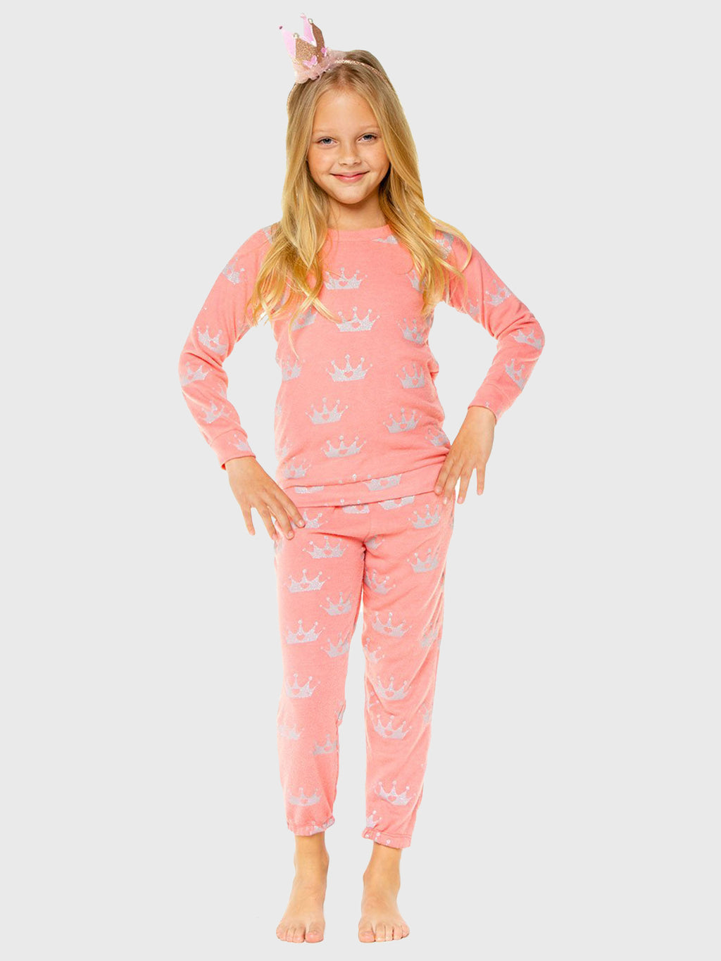 Chaser Girls' Glitter Crowns Pant - Saint Bernard