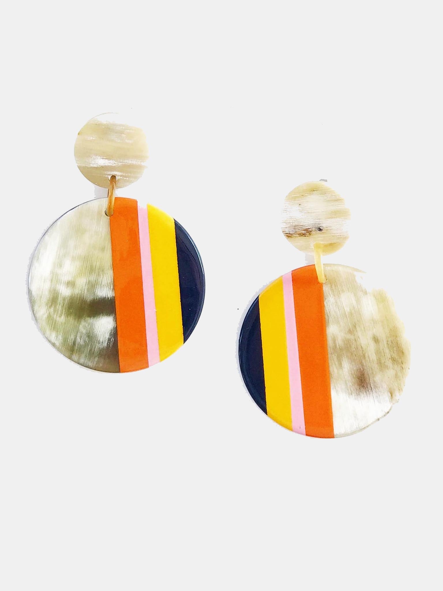 Sunshine Tienda Navy Circle Stripe Earring - Saint Bernard
